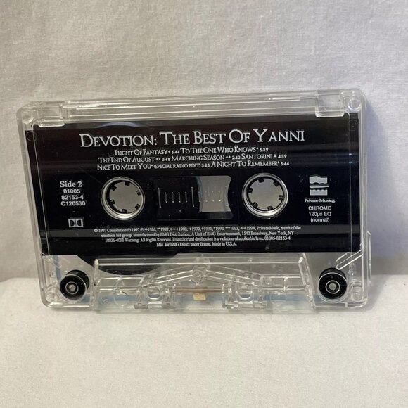 Yanni Devotion The Best Of Yanni (Cassette ONLY 1997)Private Music 01005-82153-4 - Picture 2 of 3